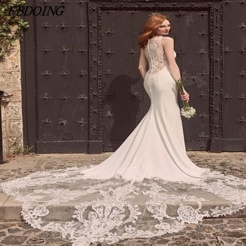 New Arrive Vestidos De Novia Charming Lace Wedding Dress Mermaid V-Neck Neckline Sleeveless Long Plus Size Bride Gown