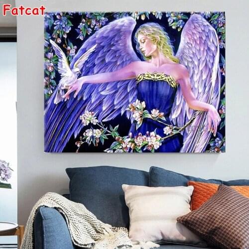 Full Square Round Diamond 5D DIY Diamond Painting Angel Girl Embroidery Cross Stitch Rhinestone Needlework Mosaic Decor PP2307