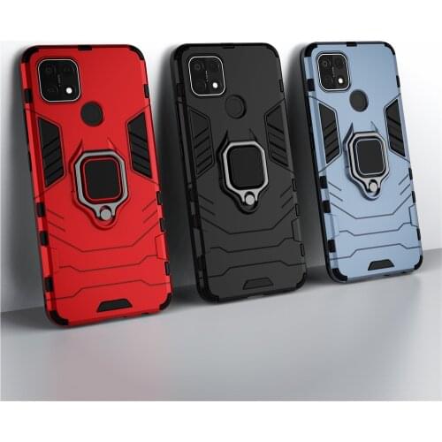 For OPPO A15 Caes Ring Stand Shockproof TPU Bumper Coque Cover For Oppo A15 6.52" OppoA15 Case Fundas Hard PC Protective Shell