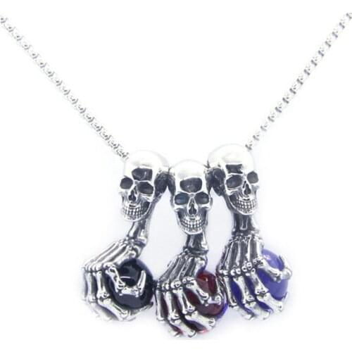 Rany&Roy Newest Ghost Skull Ball Pendant 316L Stainless Steel Biker Fashion Huge Stone Ghost Claw Pendant