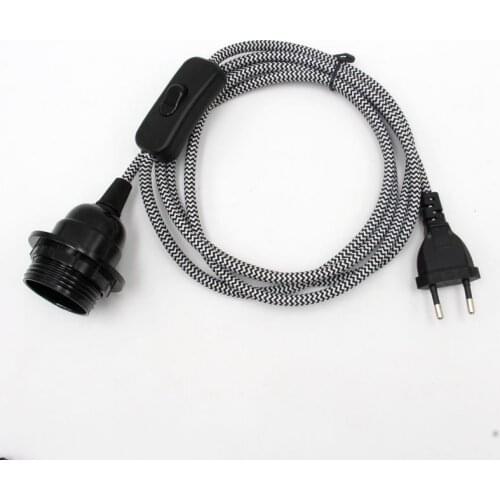 2m/2.5meters Europe Plug Power Cord with Line Switch E27 Threaded Lamp Holder Bulb Socket For Hanging Light Cord Set