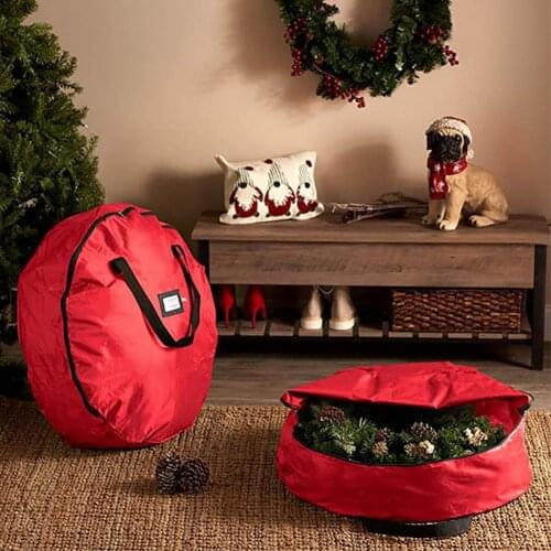 Foldable Christmas Wreath Storage Bag Large Capacity Waterproof Storage Bag With Handle Cover Xmas Decor Accessories Organizer