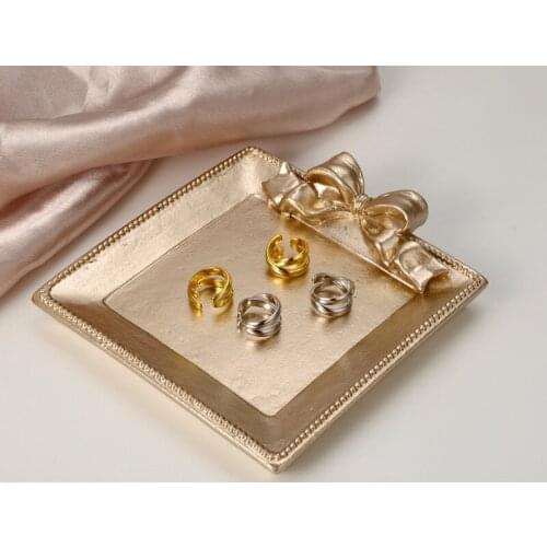 ONLY 1PC 100% real. Authentic 925 Sterling silver White/ Gold Multi-Rows Crossed "x" Clip Earrings (No pierced) TLE1031