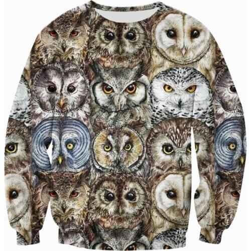 3D All Over Printed Animal Owls Zip Hoodies New Vintage Fashion Mens Hoodie And Shorts Harajuku Streetwear Sudadera Hombre