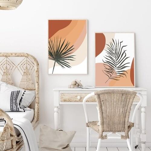 Tropical Boho Abstract Leaves Art Ptints Poster Monstera Palm Leaf Botanical Wall Picture Canvas Painting Nordic Bedroom Decor