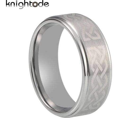 Tungsten Rings Engraved Laser Silver Color Brushed Finish Center Fingernail Rings Fashion New