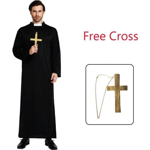Umorden Adult Clergyman Priest Costume Men Religious Missionaries Pastor Costumes Halloween Purim Party Mardi Gras Fancy Dress