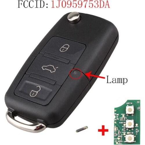 XRSHKEY 3 Button Remote Key1J0959753DA Car Keys Remote Control 434MHz 48Chip for Seat Roomster Fabia Superb