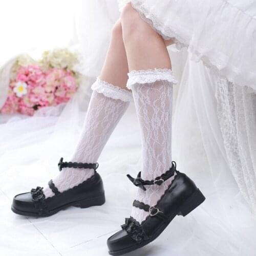 Japanese Style Lolita Small Lace High Tube Stocking Korean Students Lovely Aesthetical High Quality Women Stocking 5pair/lot