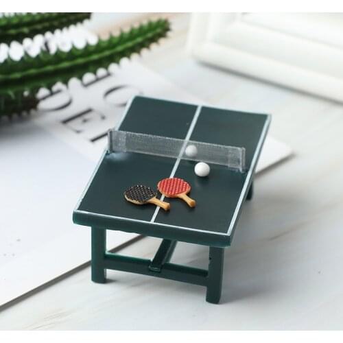 1/12 Dollhouse Mini Ping Pong Table With Balls & Rackets Doll House Decoration Table Tennis Ball
