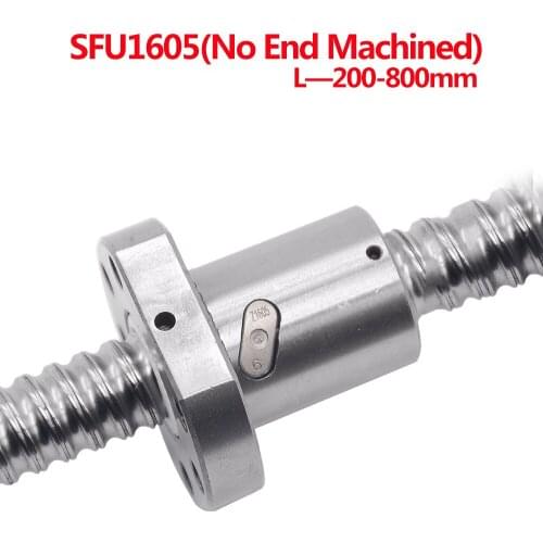 1SET No End Machined SFU1605 200 250 300 350 400 450 500 550 600 650 700 750 800 mm Ball Screw with 1605 Ball Nut OD 28mm CNC