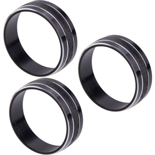 3pcs Black Aluminum Alloy Air Conditioning AC Switch Knob Ring Trim Cover Decoration Fit For Dodge Challenger 2009-2013 2014