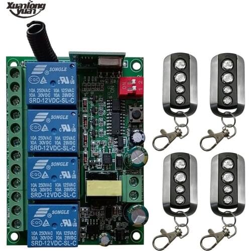 433Mhz 315MHZ Remote Control Switch for Light,Door, Garage Universal Remote AC110V 220V 230V 4CH Relay Receiver and Controller