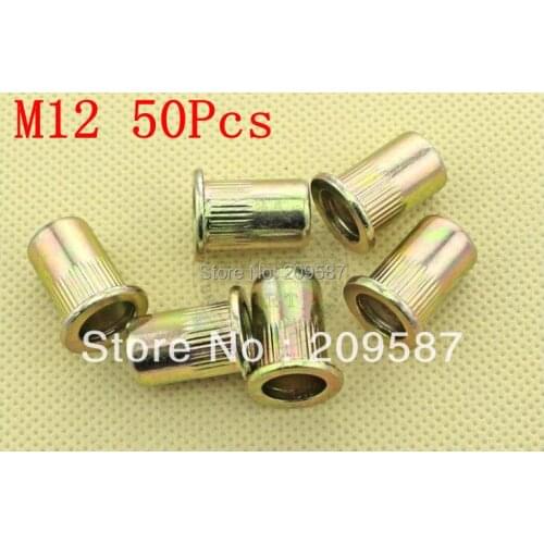 50pcs Metric Steel Flat Head M12 Blind Insert Rivet Nut Rivnut Free Shipping