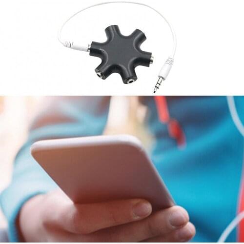 6 Multi Port 1 to 5 3.5mm Earphone Adapter Jack Plug Stereo Headphone Splitter for PC/MP3 Smartphone Player Audio Cables