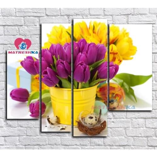 Diamond embroidery flowers Lily painting triptych Diamond mosaic full square rhinestones 3d painting Modular painting home decor