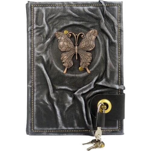 Fairy Butterfly Figured Locked Leather Notebook 384 pages, 17cm x 23cm Easy To Use Good Quality Fashionable Design handmade