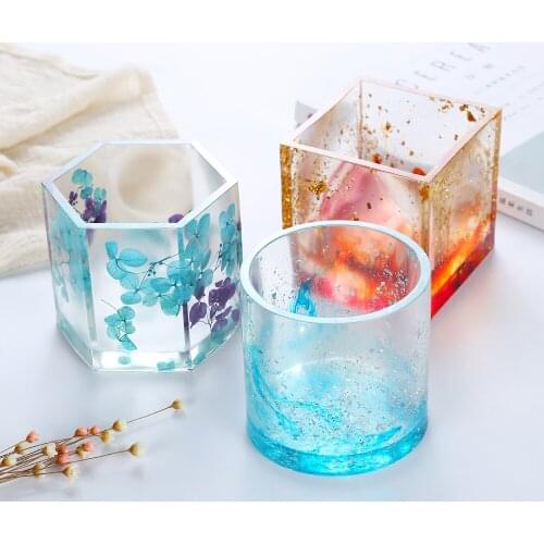 Large Pen-Container Silicone Mold Crystal Epoxy Polymer Resin Molds DIY Succulent Flower Pot Cup Storage Cement Mould