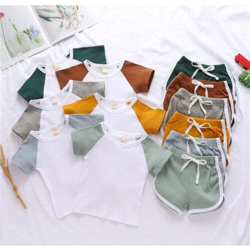Fashion Summer Toddler Newborn Baby Girls Boys Clothes Cotton Casual Short Sleeve T-shirts+Shorts Children Tracksuits Outfits