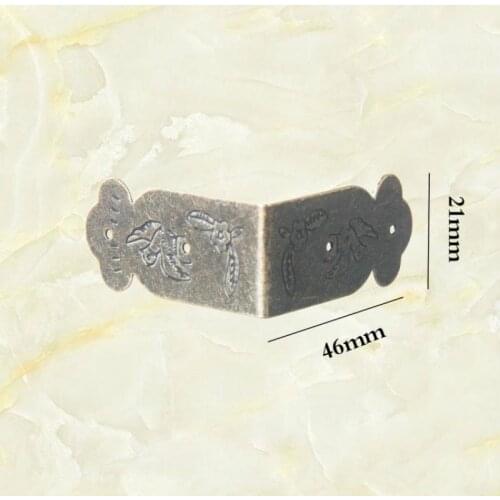 JD 8pcs 46*21mm Antique Printed Iron Edging Wrap Angle Wooden Box Foot Four Corner Guarding Gift Box Corner Furniture Hardware