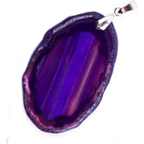 Kraft-beads Popular Silver Plated Slice Geode Irregular Shape Purple Agates Pendant Fashion Jewelry For Gift