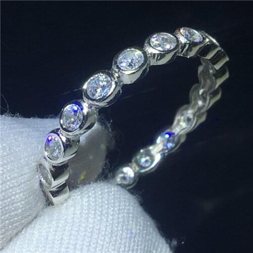 Eternity ring Genuine 100% Silver color Jewelry AAAAA Zircon Cz Engagement wedding band rings for women Bridal Gift