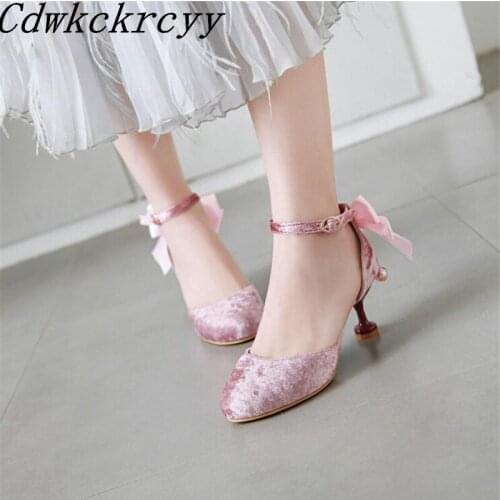 Summer New pattern fashionSimplicity Suede High-heeled Women sandals white gules Beige Pearl Sweet Bow children Women sandals