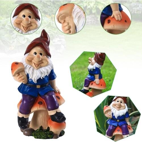 Miniature Garden Gnome Garden Dwarf Picking Mushrooms Resin Figurines Garden Decoration Statue Gnome Home Decoration Crafts