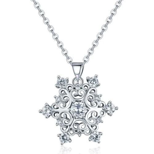 ZSLBS Fashion Snowflake Crystal Gold Copper Zircon Stone Charm Necklaces Snow Pendant Necklace For Women Jewelry Collane Donna