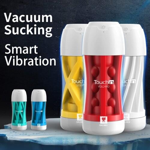 Male Masturbation Cup Touch in Soft Real Feel Masturbator Vacuum Sucking 20 Frequency Smart Vibration Penis Sex Toys For Men Gay