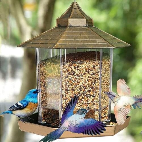 New Waterproof Gazebo Hanging Wild Bird Feeder Outdoor Container With Hang Rope Feeding House Type Bird Feeder Aves Decor