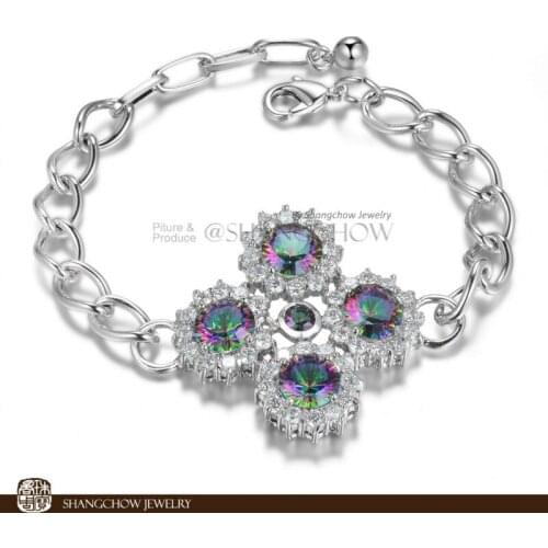 New! Stunning Fashion Jewelry 5 PCS Mystic Quartz 925 Sterling Silver Bracelet B0050
