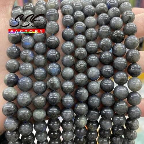 Top Quality Real Black Labradorite Stone Beads Larvikite Round Loose Spacer Beads For Jewelry Making DIY Bracelets 6 8 10mm 15"