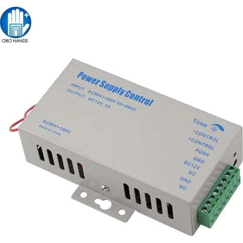 DC12V 5A Access Control Power Supply Controller Switch AC90V-260V Input with Time Delay for 2 Electronic Locks Intercom System