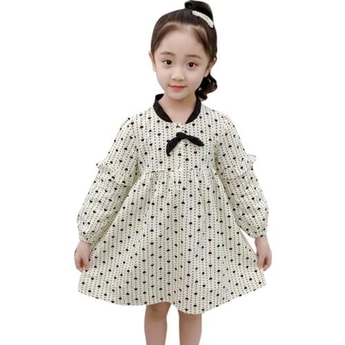 Dresses For Girls Heart Pattern Girls' Dresses Spring Autumn Kids Dress Teenage Costume Girl 6 8 10 12 14