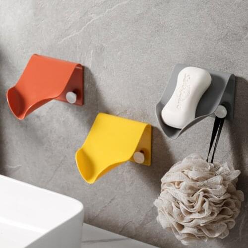 Leaf Shape Soap Plate Tray Rack Kitchen Storage Self Adhesive Holder Non Slip Shower Portable Wooden Natural Bamboo Soap Dish