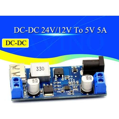 DC-DC 24V/12V To 5V 5A Step Down Power Supply Buck Converter Replace LM2596S Adjustable USB Step-down Charging Module For Phone