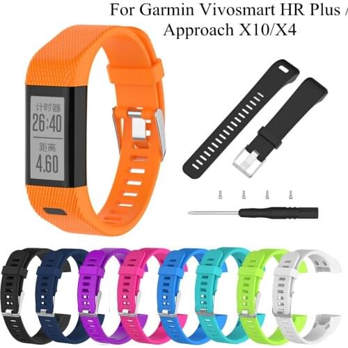 Strap for Garmin Vivosmart HR Plus HR+ Watchband Sports Silicone Watch Bracelet Strap with Tools For Approach X10/X40 Wristband