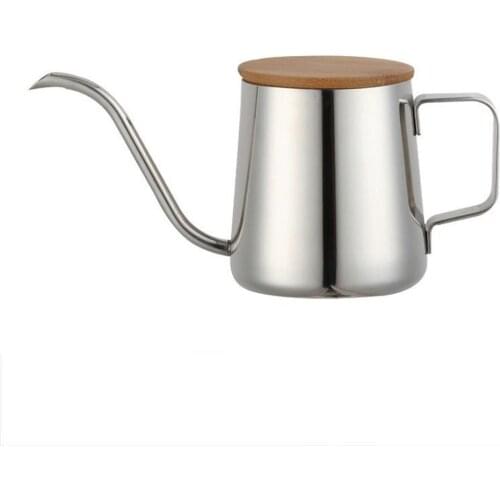 Hand Drip Coffee Kettle With Bamboo Lid Long Narrow Spout Coffee Pot