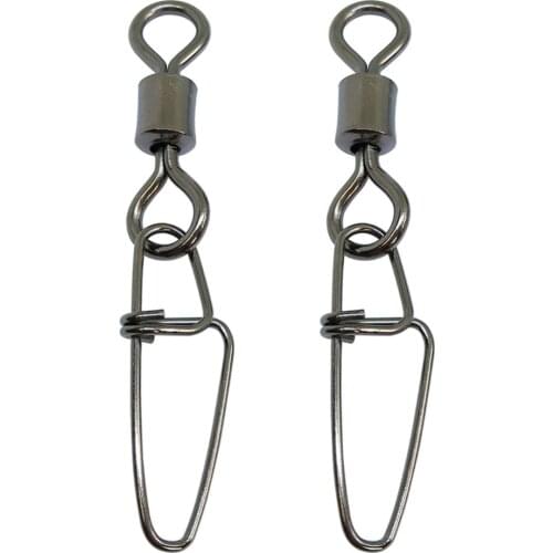 100/500/1000PCS Fishing Swivel with Insurance Snap Bass Carp Stainless Fishing Tackle Fly Ice Strength Fishing Hook Accessories