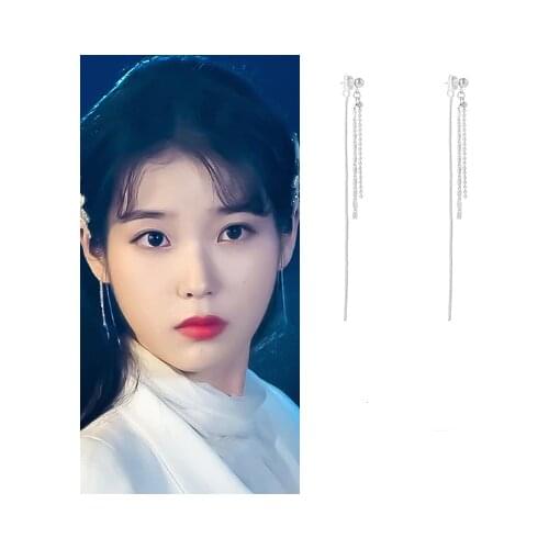 DEL LUNA Hotel IU Korean dramas silver TV Fashion Tassels personality Eardrop For Women Earrings pendientes brincos ornament