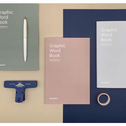 Sharkbang 40 Sheets Kawaii Graphic Word Book Vocabulary Notebook English Words Study Manual Book School Stationery