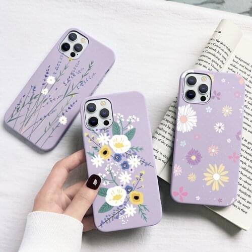 Fashion Flower Case Coque For iPhone 12 11 11pro Pro Max 7 8 6 6S Plus SE 2020 X XR Xs Max 5 S Silicone Phone Cases Fundas Bags