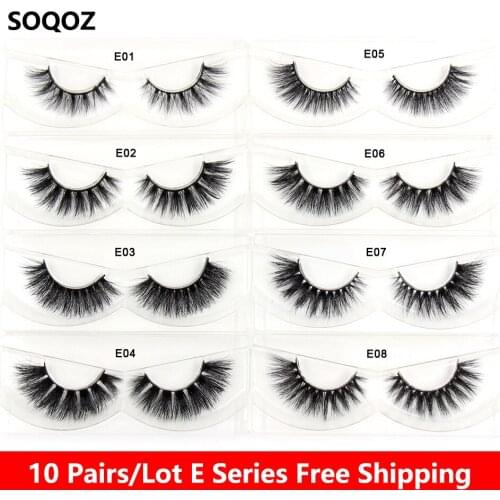 SOQOZ 10 Pairs/Lot 3D Mink Eyelash Natural Long Fluffy Lashes Thick Band Flexible Luxurious False Eyelash Unique Styles Makeup