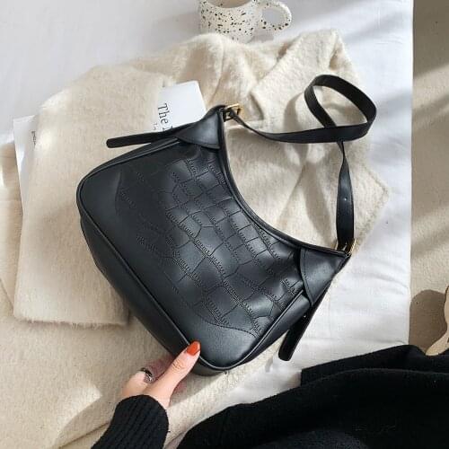 Vintage PU Leather Shoulder Handbags Daily Women Alligator Pattern Top-handle Bag Travel Solid Color Dumpling Clutch