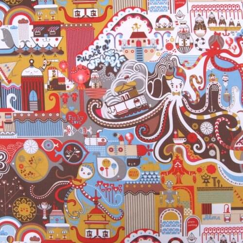 PVC coated waterproof fabric - octopus (brown) (WF321)