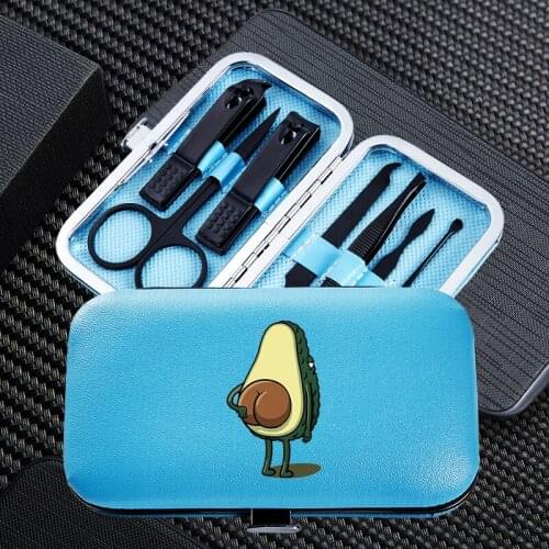 Funny Cartoon Portable 7pcs Manicure Nail Clipper Sets Travel Stainless Steel Trimmer Clippers Cutter Scissors Accessories Tools