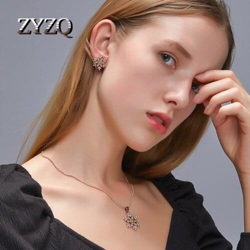ZYZQ 3pcs/set Jewelry Sets Women Elegant Crystal Snowflake Pendant Necklace Hook Earrings Jewelry Set Wholesale