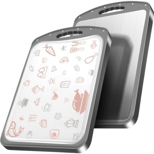 1pcs 304 Stainless Steel Double-sided Cutting Board Kitchen Household Chopping Blocks Multifunctional PP Plastic Chopping Blocks