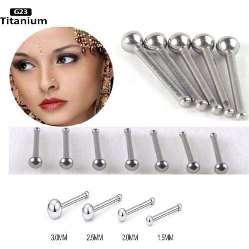 1ps G23 Titanium F136 Piercing Nose Piercing Woman/men Anti-allergic Classic Straight Ball Nose Nail Ear Nail Human Body Jewelry